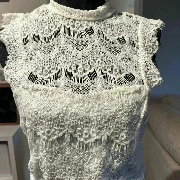 Free People Intimately White Lace Daydreamer Open Back Mini Dress Size S - Picture 2 of 4